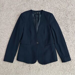 MNG Basics Dark Navy Collarless Blazer Womens US 4